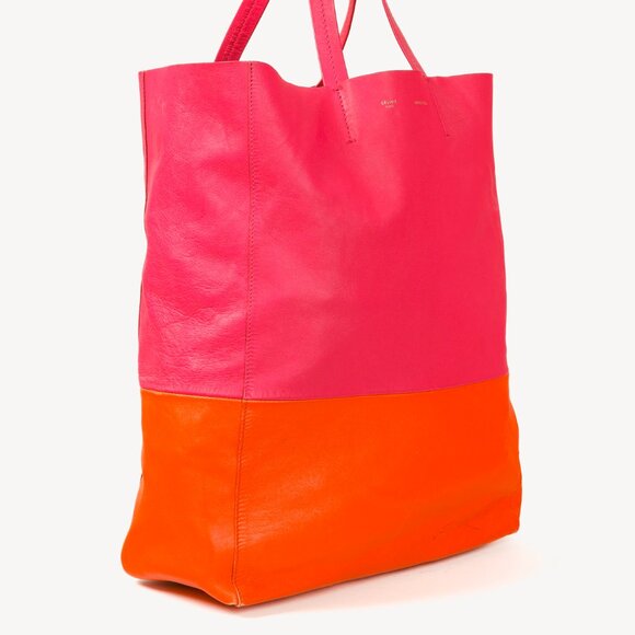Celine 2011 Lambskin Vertical Bi-Color Cabas Hibiscus Tote Bag - Picture 2 of 13